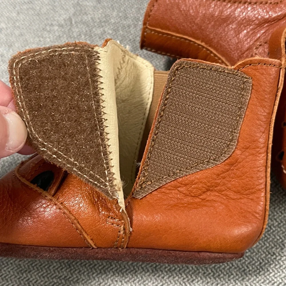 EMILE ET IDA Mouse First Steps Leather Baby Boots